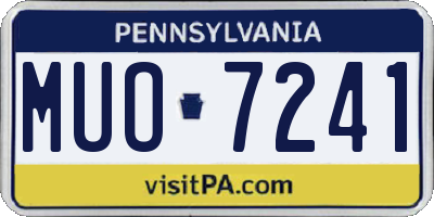 PA license plate MUO7241