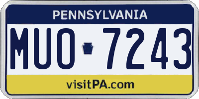 PA license plate MUO7243
