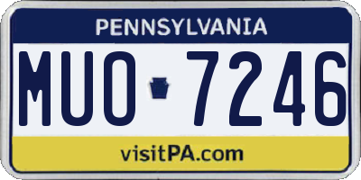 PA license plate MUO7246