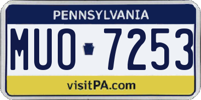 PA license plate MUO7253