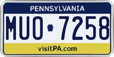 PA license plate MUO7258