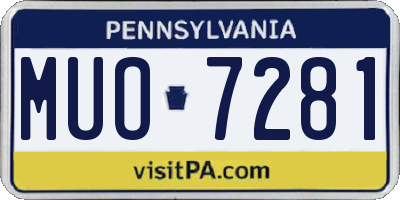 PA license plate MUO7281