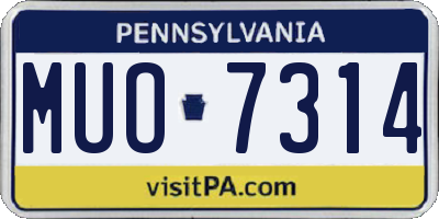 PA license plate MUO7314