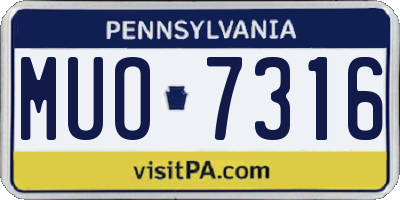 PA license plate MUO7316