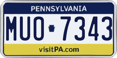 PA license plate MUO7343