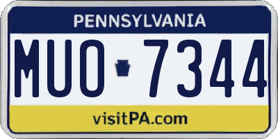 PA license plate MUO7344