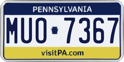 PA license plate MUO7367