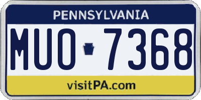 PA license plate MUO7368