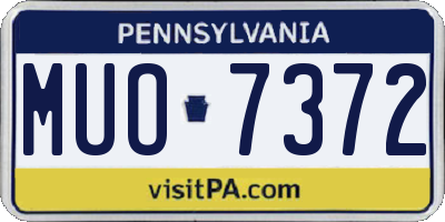 PA license plate MUO7372
