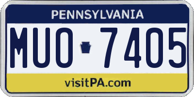 PA license plate MUO7405