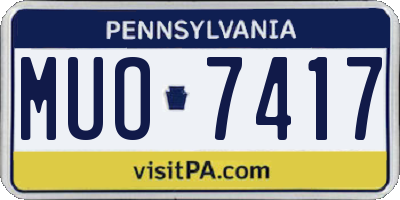 PA license plate MUO7417
