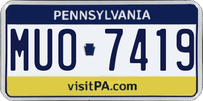 PA license plate MUO7419