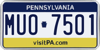 PA license plate MUO7501