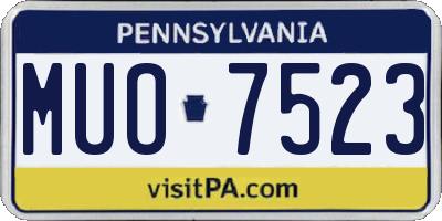 PA license plate MUO7523