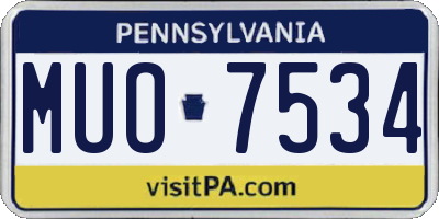 PA license plate MUO7534
