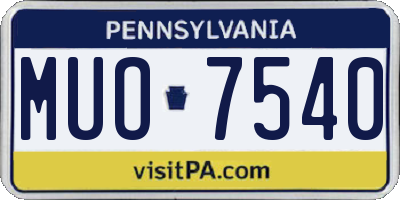 PA license plate MUO7540