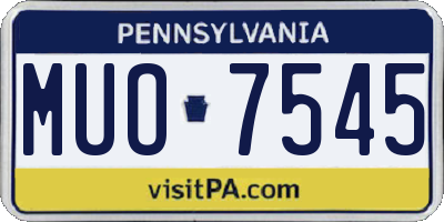PA license plate MUO7545