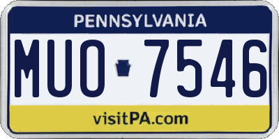 PA license plate MUO7546