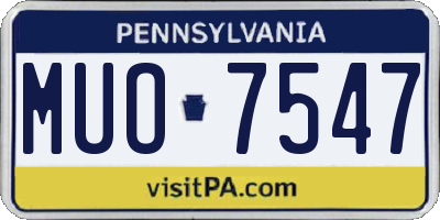 PA license plate MUO7547