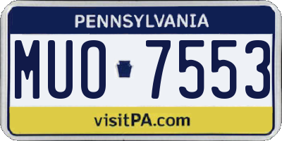 PA license plate MUO7553
