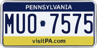 PA license plate MUO7575