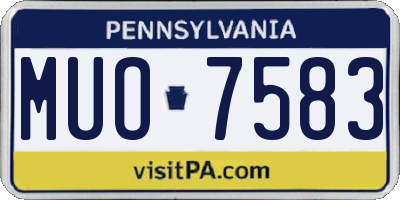 PA license plate MUO7583