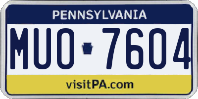 PA license plate MUO7604