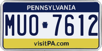 PA license plate MUO7612