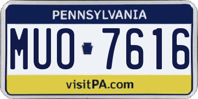 PA license plate MUO7616