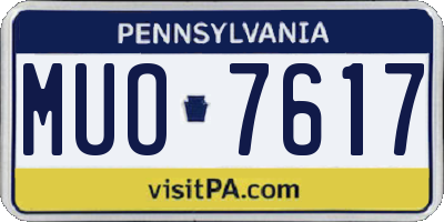PA license plate MUO7617