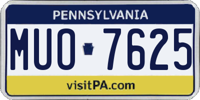 PA license plate MUO7625