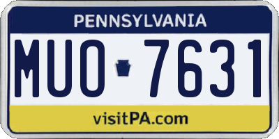PA license plate MUO7631
