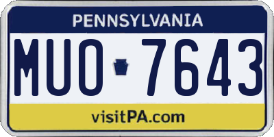 PA license plate MUO7643
