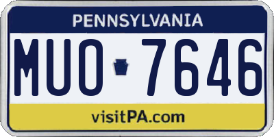 PA license plate MUO7646