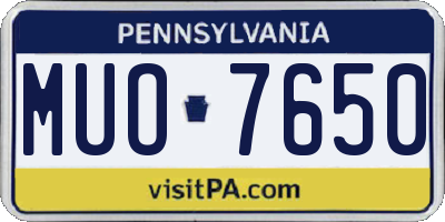 PA license plate MUO7650