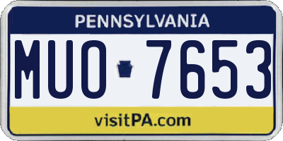 PA license plate MUO7653