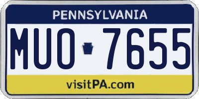 PA license plate MUO7655