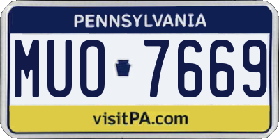 PA license plate MUO7669
