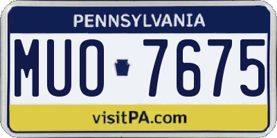 PA license plate MUO7675