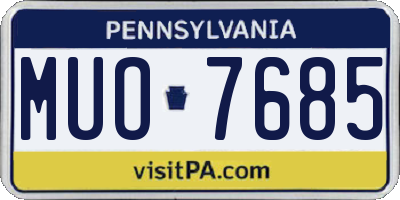 PA license plate MUO7685