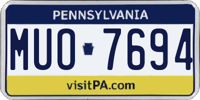 PA license plate MUO7694