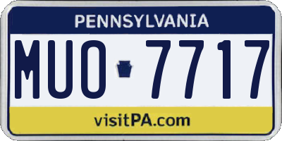 PA license plate MUO7717