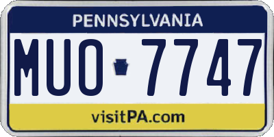 PA license plate MUO7747