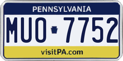 PA license plate MUO7752