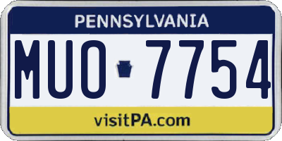 PA license plate MUO7754