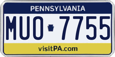 PA license plate MUO7755