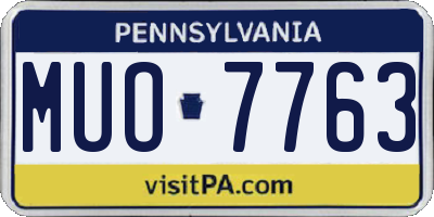 PA license plate MUO7763