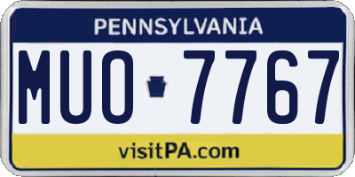 PA license plate MUO7767