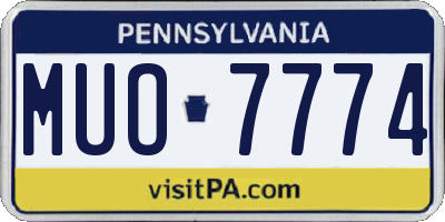 PA license plate MUO7774