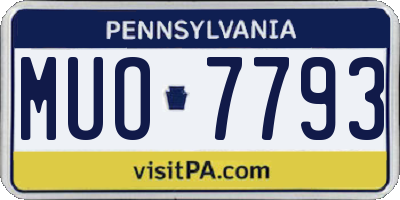 PA license plate MUO7793